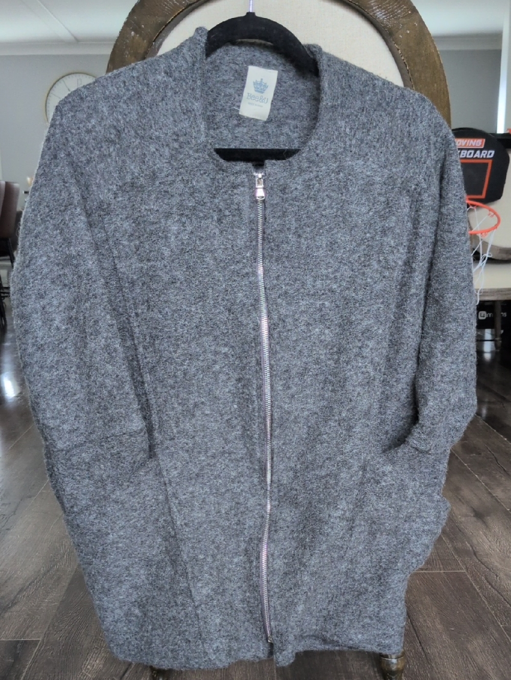 Wool Heather Gray Zip Front Cozy Jacket